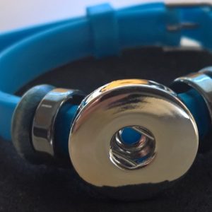 Blått Silikon Armband för Knappsmycke